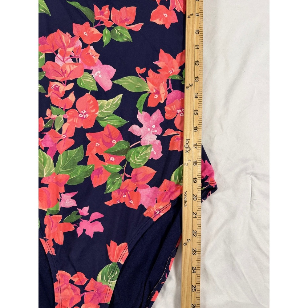 Tommy Bahama Bougainvillea Tank One-Piece Swimsuit Mare Navy Lace Up Small - Picture 2 of 7